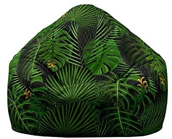 Highdi Plant Bean Bag No Filler, Gaming Beanbag Chair Cover for Adult Kids Without Filling Highback Comfortable Lazy Sofa Beanbag Stuffed Soft Toy Storage Bean Bag Seat (Green tropical,90 * 110cm)