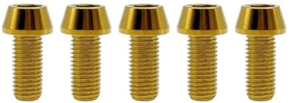 RISON Titanium Bolzen M4x0.7x10mm Bolzen Konischer Innensechskant Schrauben GR5 Schrauben TC4 Innensechskant Bolzen golden Sechskant Innensechskantschrauben für Fahrradvorbau 5 Stück