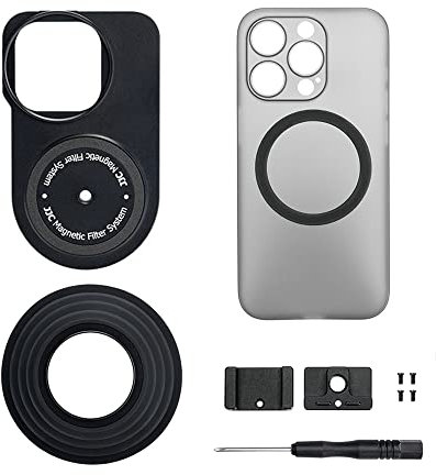 JJC Objektivfilter-Adapter und Gegenlichtblende, Filmmaking-Set für iPhone 13 Pro, Enhance Mobile Video, 1/4-Zoll-20 Innengewinde & Kaltschuh-Halterung, ausziehbar (49 mm)