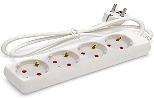 4-Wege-Steckdosenleiste ohne Schalter, 3 m, 3G, 1,5 mm², Weiß – ideal zum Anschluss mehrerer elektrischer Geräte in privaten Räumen.