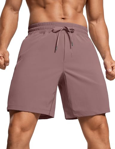 CRZ YOGA Herren Sports Shorts Schnelltrocknend Fitness Kurz Hose Laufshorts mit Taschen - 18cm Malve L