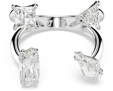 Swarovski Bague ouverte Mesmera agrémentée de quatre cristaux de formes variées, en métal rhodié