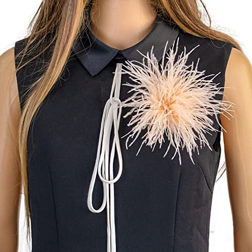 Broche en plumes d'autruche naturelle pour femme - Broche en plume - Broche en forme de fleur - Accessoire pour robe - Accessoire pour costume - Pour mariage, fête, festival - Doré champagne
