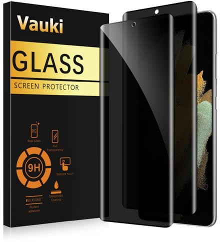 Vauki Verre Trempé pour Samsung Galaxy S21 Ultra 5G Anti Espion 2 Pièces,Anti-Espion Film de Protection D'écran,Dureté 9H,Anti-Rayures,Sans Bulles,Anti-Spy Privacy Protecteur Vitre,6.8