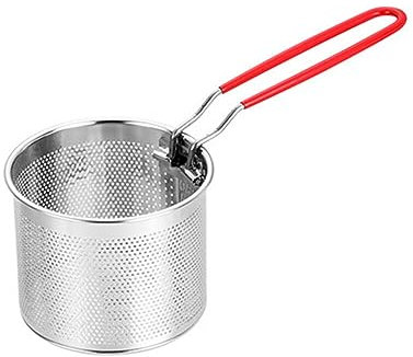Luxshiny Edelstahl Frittierkorb Abtropfkörbchen Mit Langem Griff Praktischer Frittierkorb Für Küche Robust Und Langlebig Für Täglichen Gebrauch