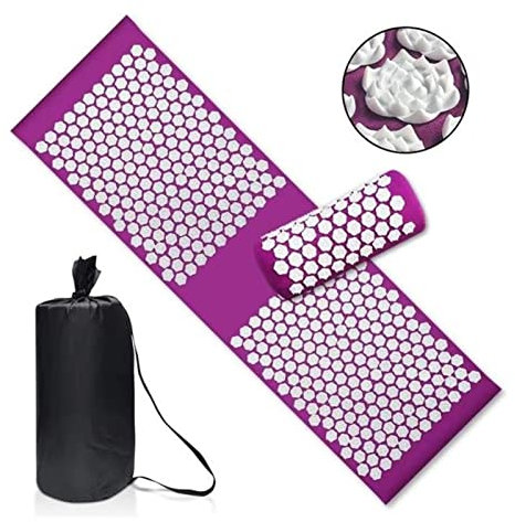 FrEshn Massagekissen Akupressur Yoga Pad Neck Massage Kissen Fußmassagegerät Massagekissen (Size : Update Flower-Purple)