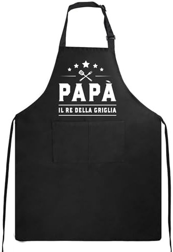 GEBETTER Italienisch Grillschürze mit Spruch für Männer lustig - PAPÀ IL RE DELLA GRIGLIA - Kochschürze Küchenschürze Schürze Geschenk für Papa Opa zum Vatertag oder Geburtstag