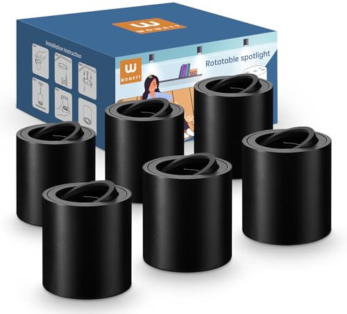 wowatt 6 Piezas Foco Led Interior Superficie Negro, Focos Techo Orientable de Aluminio, para Módulos GU10 y LED, Aplique Techo Interior Redonda, Sin lámpara GU10