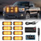 8x24 Mini Grill Grille Strobe Warning Lights w/Digital Display Controller, Amber LED Head Surface Mount Emergency Hazard Traffic Advisor Safety Light, 18 Flashing Modes for Trucks Car Vehicles