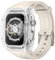 Delidigi Kompatibel mit Apple Watch Armband Series 9/8/7/6/5/4/SE/SE2 45mm 44mm mit Schutzhülle, Robustes Sport TPU Armband mit Durchsichtige Gehäuse für Männer Frauen Starlight