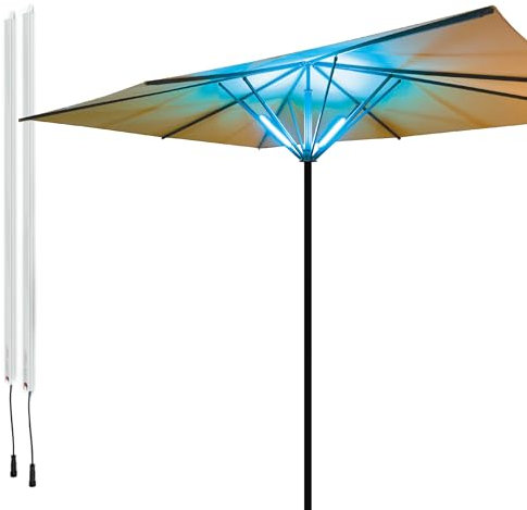 Lume1 Éclairage de parasol avec télécommande, lampes de parasol, lampes pour jardin, 4 bandes LED blanc chaud avec 2700 Kelvin pour un éclairage agréable, batterie incluse (Smart 2)
