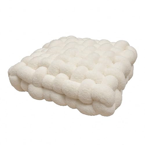 BAISHIXIONG Kissen Deko Kuschelkissen Plüsch-Knoten-Ball-Kissen Geknotetes Kissen Knot Kopfkissen Dekokissen flauschig Zierkissen geflochten für Sofa, Bett, dekorativ,F,40×40×12CM