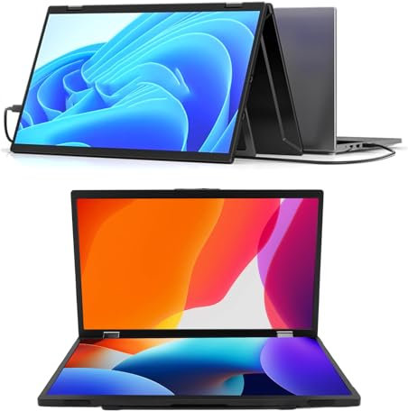 Laptop Screen Extender, 15.6 1080P FHD IPS Folding Stacked Portable Dual Monitor with 360° Flip, USB C Travel Extended Computer Display for PS5 for One for Switch