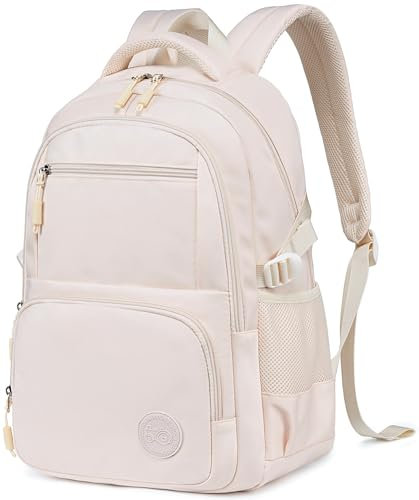 Bluboon Rucksäcke für Schule, Mädchen, Rucksack, Kinder, Büchertasche, niedlicher Rucksack, 8–12, Schulbedarf, Beige, Large, Schulrucksack