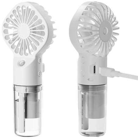 Ventilatore nebulizzatore compatto, facile da ricaricare, ventilatore da viaggio con serbatoio d'acqua, ventilatore portatile ricaricabile a 4 velocità regolabile a lunga durata per uso interno
