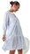 Roman Originals Smock Dress for Women UK Ladies Cotton Summer Embroidered Frilled Tiered Casual Beach Cruise Holiday Cocktail Party 3/4 Sleeve Pull On Gathered Skirt - Petite Blue - Size 16