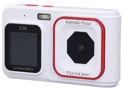 Appareil Photo Numérique 72MP Sortie Vidéo 2,5K Double écran Appareil Photo Compact Appareil Photo Numérique de Poche Zoom 16X Appareil Photo Selfie Autofocus pour Les Réunions