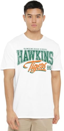 Stranger Things - Hawkins Tigers 86 Unisex T Shirt, White, Medium