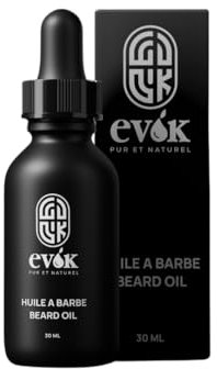EVOK Bartöl - Naturreines Bartpflegeöl für einen seidigen und gut gepflegten Bart - Amber Vanille Duft - Made in France