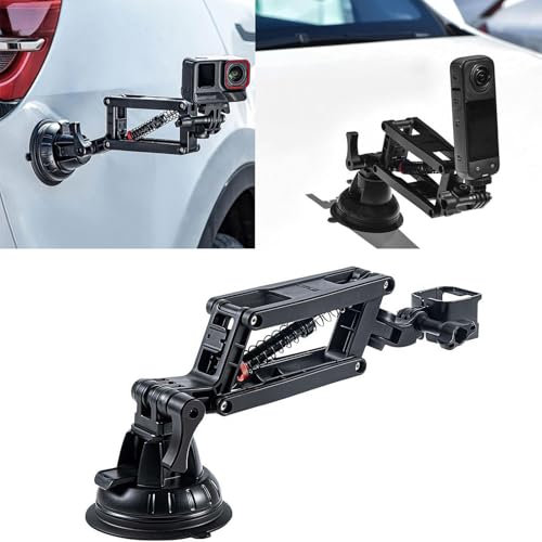 Supporto per auto DJI Osmo Pocket 3, sistema di ripresa per auto con braccio a lama e ventosa ammortizzante con imbracatura di sicurezza, stabilizzatore per supporto per auto con asse Z ammortizzatore