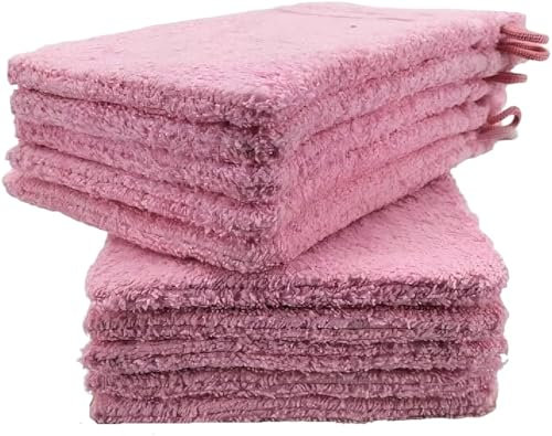 kidparadise Gants de Toilette 14 x 22 cm - Coton - Lot de 10 Gants (Rose)