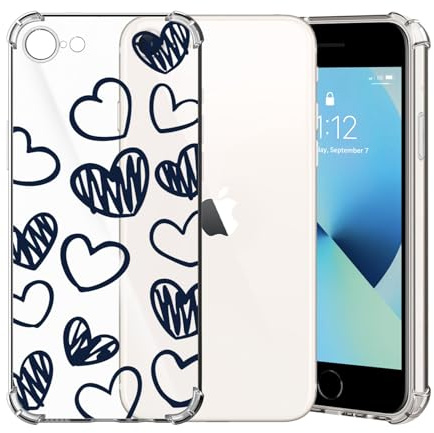 ChoosEU Transparent Hülle für iPhone SE 2022/2020 / iPhone 7/8 Weich TPU Silikon Case mit Liebe Love Herz Muster Motiv Dünne Handyhülle Stoßfeste Airbag Schutzhülle Durchsichtig Cover - Herzen