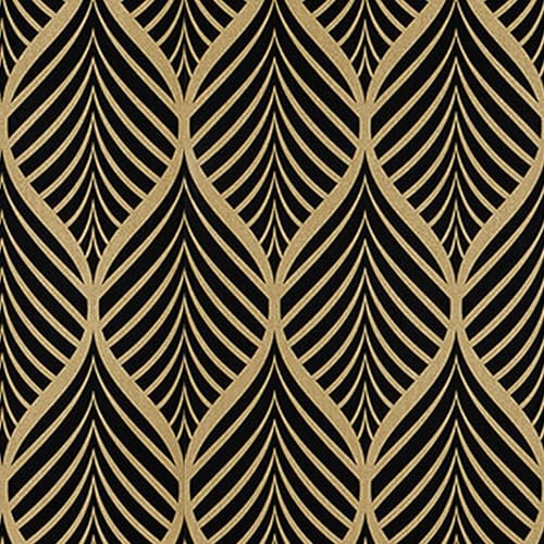 AMIGO Selbstklebende Vinyl-Tapete Schwarz-Gold-Gestreift - Abwaschbare & Ablösbare Wandfolie für Küchenrückwand, Möbel, Wohnzimmer oder Schlafzimmer 44.5x1000cm