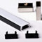 AFTERTECH 1metro 1506N 15x6mm Profilo Alluminio Nero Piatto con Copertura 1m Per Strisce Strip LED Barra Rigida 1MT + Cover Bianca (1x 1m 1506N milk)