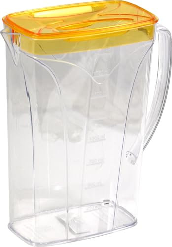 Aqua Crystal Clear Plastic Fridge Jug 2L with Coloured Lid (Yellow)
