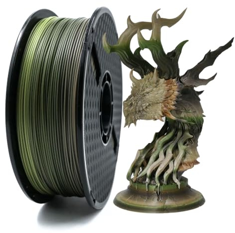 WISDREAM MinreonTech PLA-Filament – Regenbogenverlauf in Wald-, Dschungel- und Militärfarben mit glänzendem Metallic-Finish, 1,75 mm, 1 kg – kompatibel mit 99 % aller FDM-3D-Drucker
