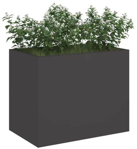 vidaXL Garten-Pflanzgefäß Schwarz 50 x 32 x 40 cm Kaltgewalzter Stahl, Moderner Metall-Blumentopf, robuster Pflanzenkasten, Deko für drinnen und draußen, städtischer Halter