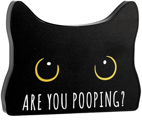 AstraGlam Schwarze Katze Halloween Deko Lustiges Badezimmer Schild aus Acryl, Are You Pooping – Badezimmer Deko, Deko für Bad Zuhause, Geschenk für Katzenliebhaber Damen Herren Halloween Weihnachten