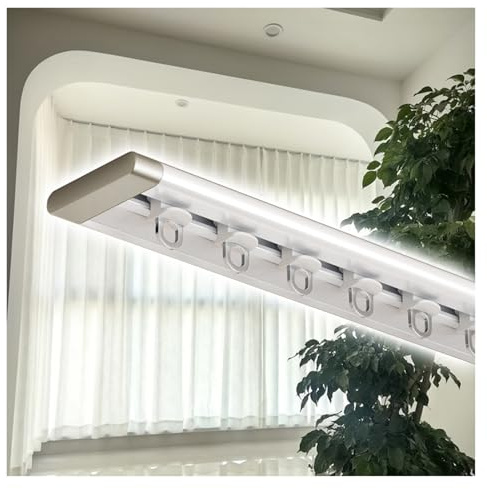 Vorhangschiene aus leichter Aluminiumlegierung, strapazierfähig, 12 m, für Wohnmobil, Dusche, Outdoor, mit Aufhängern und Clip-Haken, ideal für Zuhause und Camping, Weiß