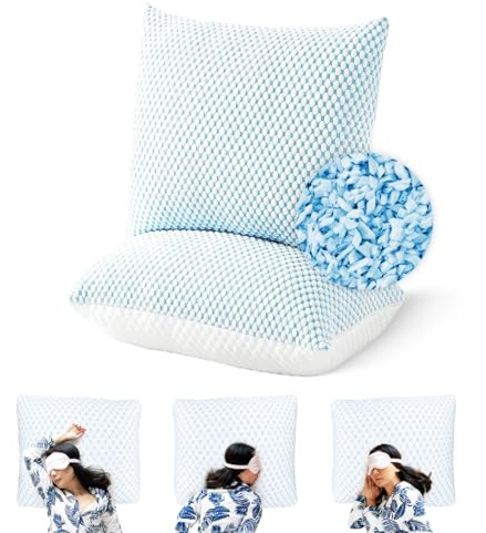 2er Set Kopfkissen, 80 x 80 cm, Bezug: 100% Baumwolle, 1600 Gramm Mikrofaser Füllung, Fest & Stützend Schlafkissen Polster, Bett Kissen für Allergiker Seitenschläfer Atmungsaktiv Komfort Hochwertig