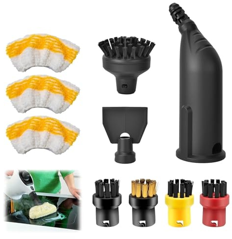 GIONAR 10Pcs Steam Cleaner Accessories Kit Compatible with Kärcher SC1 SC2 SC3 SC4 SC5 SC7 CTK10 CTK20, Extension Wands Nozzles Brushes for Multi-Surface Deep Cleaning