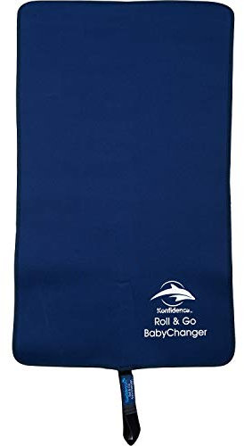 Konfidence Splashy™ Roll & Go Wickelunterlage, tragbar, Neopren, rutschfeste Gummi-Rückseite, Wickelunterlage, einfach aufrollen und los geht's! (Marineblau)