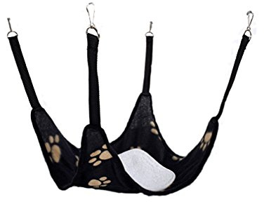 Little Friends Plain Hammock with Fleece Centre, Black Paw Print Black