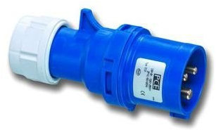 PCE 023-6 CEE-Stecker 32A 3-polig 6h IP44/IP54 Shark I Industriestecker 32A I Kraftstromstecker 32A mit Schraubanschluss I Schlagfestes PA6-Gehäuse Blau I Feuchtraumstecker