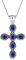 Bling Jewelry Süden Western Stil Blauer Lapislazuli Seil Lünette Set Kreuz Anhänger .925 Sterling Silber Halskette 18 In Kette 1,5 In