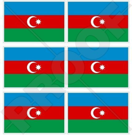 AZERBAIJAN Aserbaidschanische Flagge 40mm Mobile, Handy Vinyl Mini Aufkleber, Abziehbilder x6 Stickers