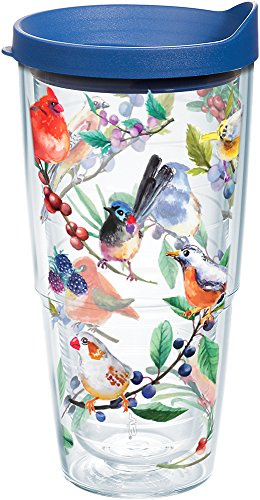 Tervis Watercolor Singbirds Made in USA doppelwandiger isolierter Becher hält Getränke kalt und heiß, 680 ml, transparent