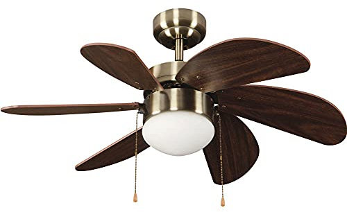 wonderlamp Basic Ventilador con Luz, E27, 15 watts, Cuero, 76.2 x 76.2 x 41.5 cm