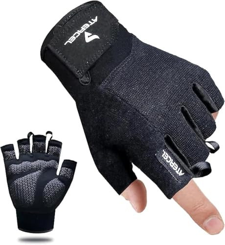 ATERCEL Fitness Handschuhe, Trainingshandschuhe für Crossfit, Bodybuilding, Radsport, Gym, Krafttraining, Sporthandschuhe für Damen und Herren(Schwarz, XL)