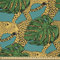 ABAKUHAUS Monstera Satin Stoff als Meterware, Leopard Exotische Blätter, Zum Nähen Toller Stoff für Heimtextilien Aller Art, 3M (148x300cm), Gelb Teal und Grün
