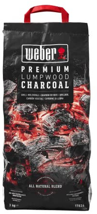 Weber Premium Holzkohle (3kg Sack), für schnelle & heiße Glut, ideal zum scharfen Angrillen des Grillguts, 100% natürliches Holz, EU-Produkt, nachhaltig gewonnen, FSC zertifiziert (17824)