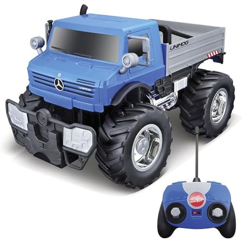 Maisto Tech R/C Mercedes-Benz Unimog U5000: Ferngesteuerter Unimog mit Licht, Maßstab 1:16, mit Stick Controller, ab 5 Jahren, 30 cm, blau (582301)