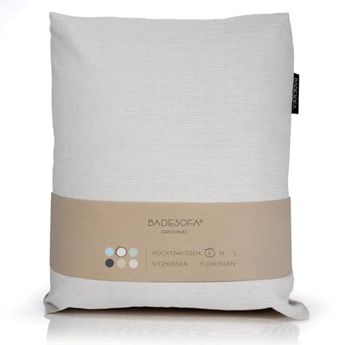 BADESOFA® Badewannen-Kissen S | Premium-Qualität | Bequemes Wannen-Kissen | Schnelltrocknend | Made in EU | Badewanne-Kissen waschbar | Pool-Kissen in Grau | Bade-Polster passt in Jede Badewanne