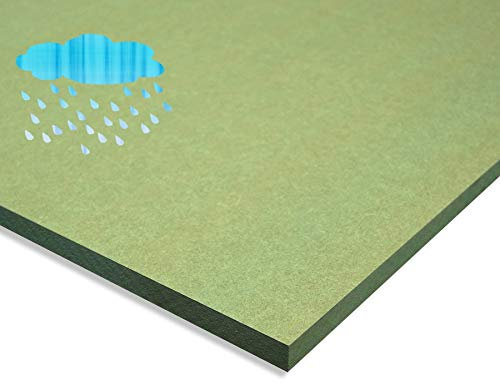 Bois médium MDF hydrofugue, de 10mm d'épaisseur. 2 pièces A2 (594x420mm). Idéal lieux humides, salle de bain, extérieur, piscines, vapeur. Couleur verte.