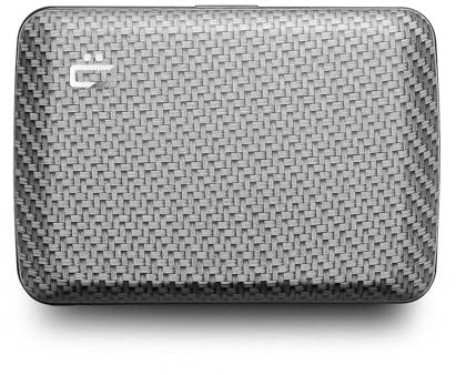 OGON Portefeuille en Aluminium Smart Case V2 - Fermoir en métal - Porte-Cartes Anti-RFID - Capacité jusqu'à 10 Cartes et Billets (Imprimé Effet Carbone Sergé)