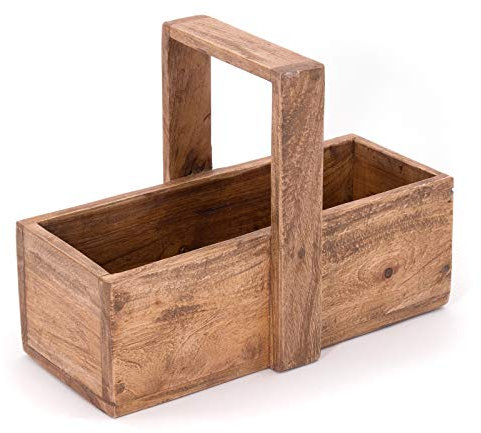 DESIGN DELIGHTS Holz AUFBEWAHRUNGSKORB Porto | 30x22x12 cm (BxHxT), Swietenia Mahagoni Holz | rustikale Holzkiste, Truhe, natürliche Aufbewahrungskiste, Gewürzkiste, Holzbox mit Griff, Obstkiste